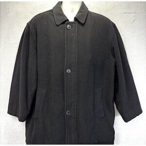 Newport Harbor Wool Blend Jacket Mens Large Black Quilted Zip Car Coat